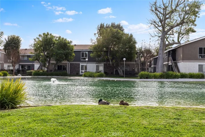 Peaceful lake setting with open space