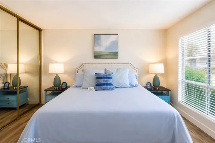 Bright bedroom with large window views