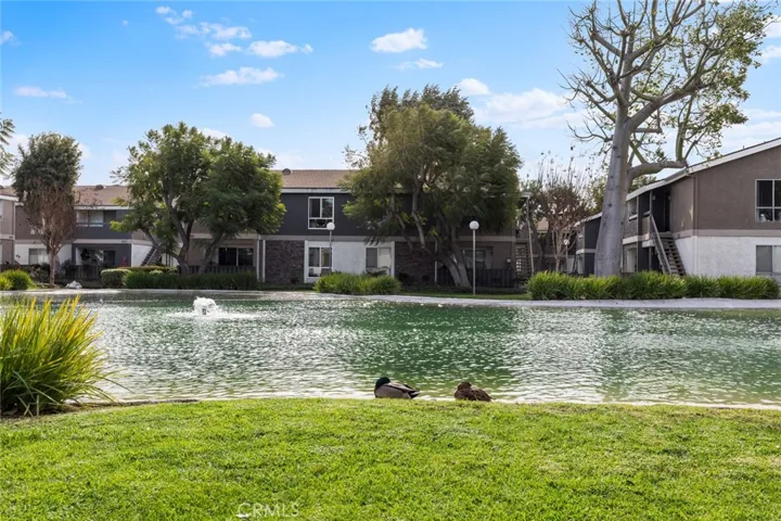 Peaceful lake setting with open space