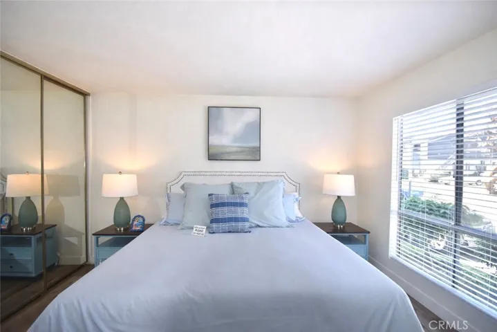 Bright bedroom with large window views