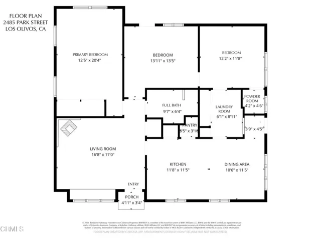 Floor Plan for 2485 Park Street - Main h
