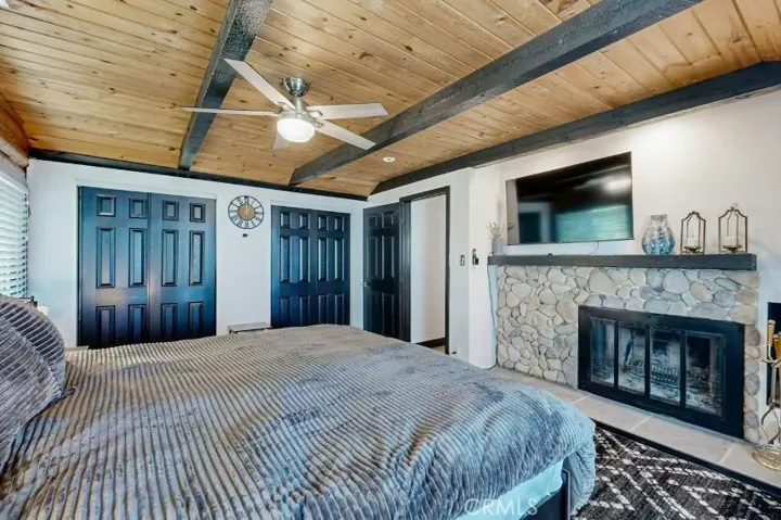 This room has a fireplace and large closet space