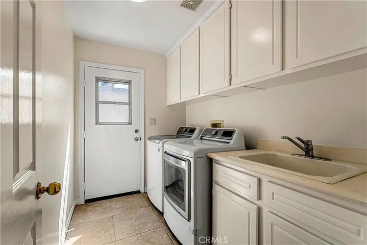 GREAT TO HAVE SEPARATE AND SPACIOUS LAUNDRY ROOM WITH UTILITY SINK AND DIRECT ACCESS TO BACKYARD