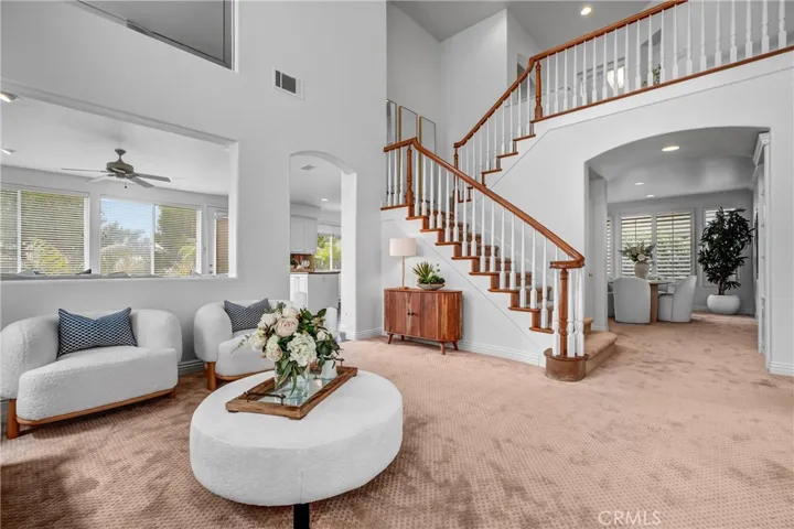Living room with soaring ceilings