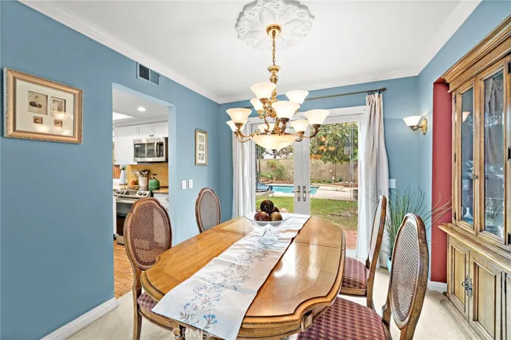 Formal dining room with French doors