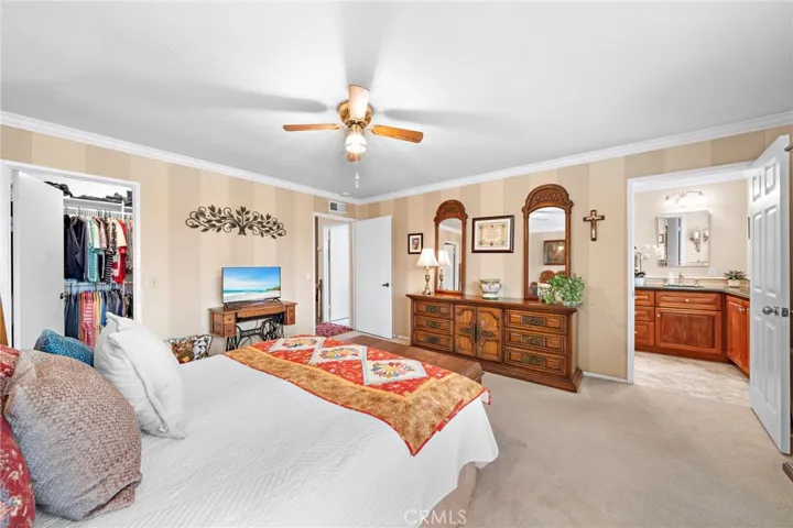 Primary suite with large bathroom and walk in closet