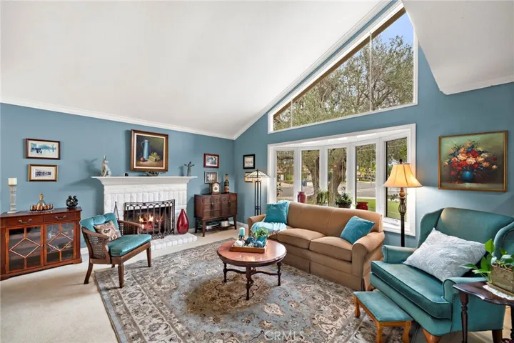 Custom gas fireplace, bay window for natural light