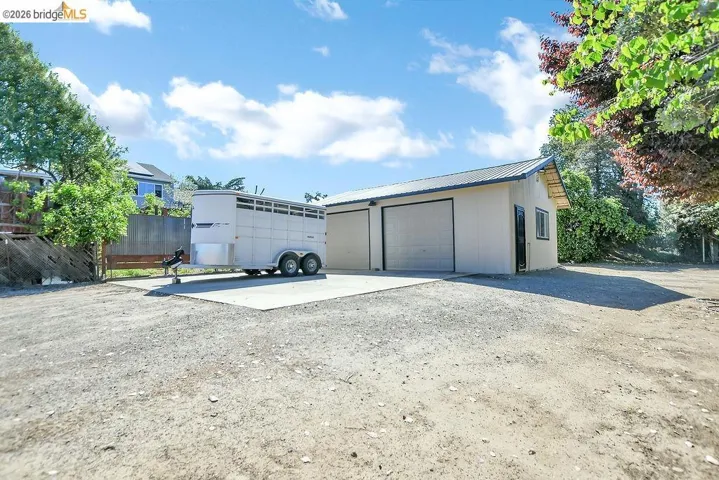 View of detached garage