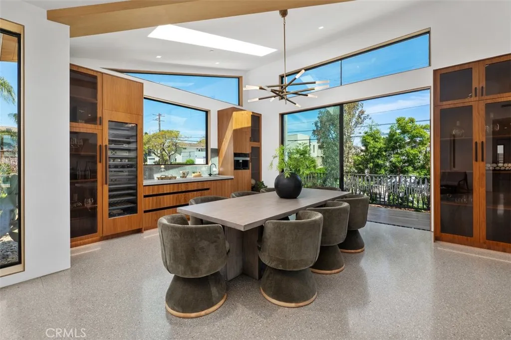 Miele coffee station and wine cooler with direct access to outdoor dining area