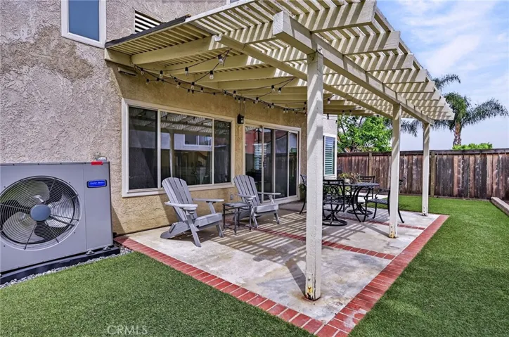 Covered patio in the backyard