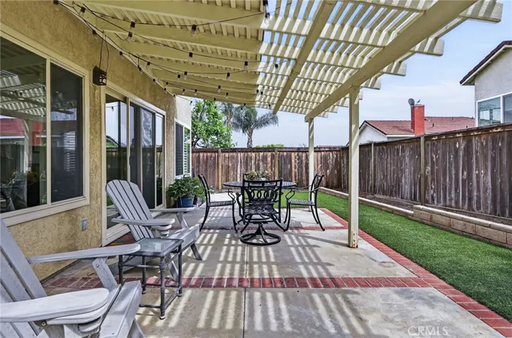 Covered patio in the backyard
