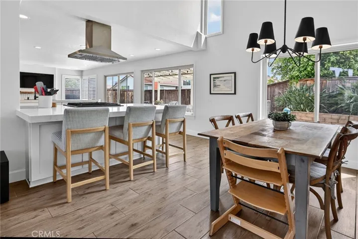 View of the kitchen bar from the dining area
