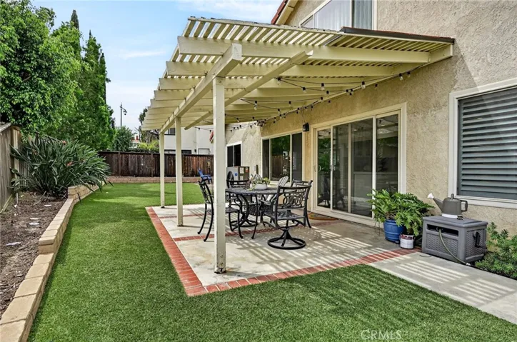 Covered patio in the backyard