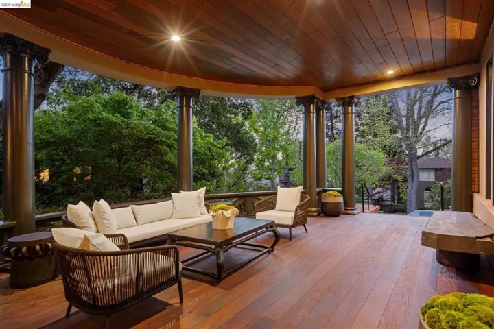 Wooden deck with outdoor furniture