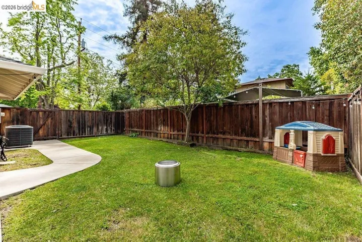 View of fenced backyard