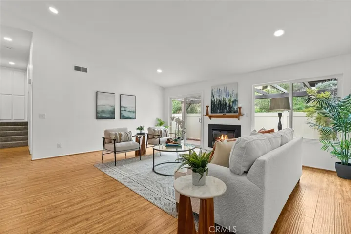 Family room with recessed lighting
