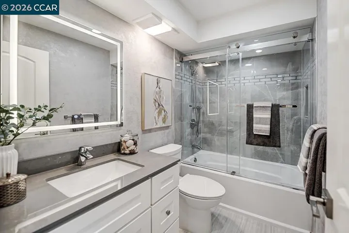 guest bath w designer wallpaper