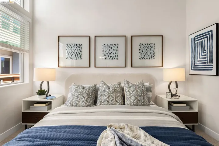 Bedroom with carpet flooring