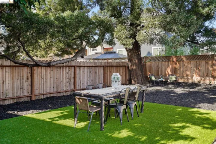 Fenced backyard featuring a patio