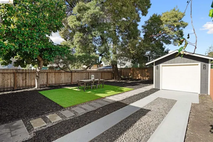 View of fenced backyard