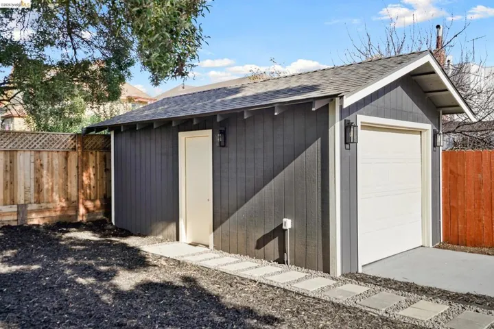 View of detached garage