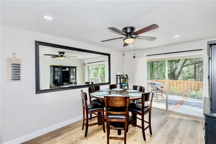 Dining area with greenbelt view