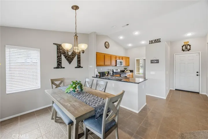 Dining room with ample space and lighting