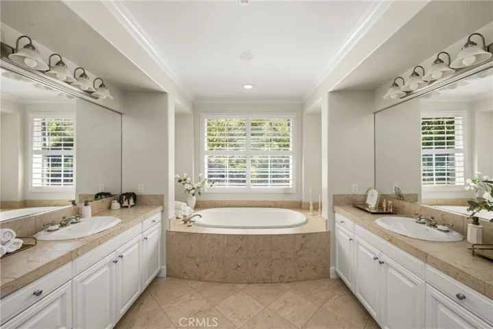 Primary bathroom dual vanities