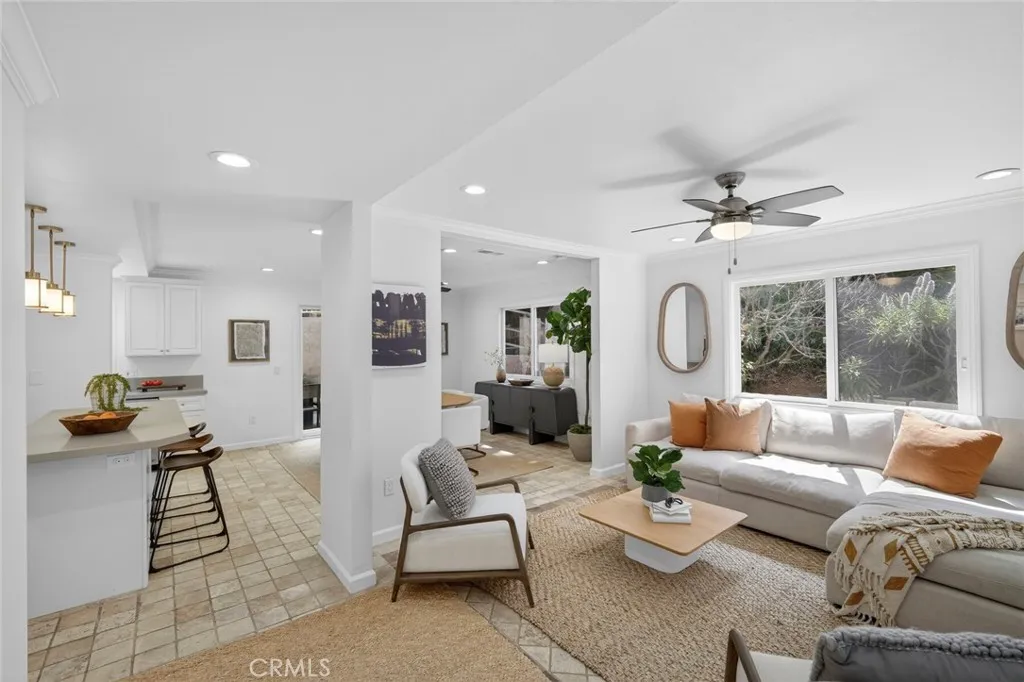 Family room, dining and kitchen