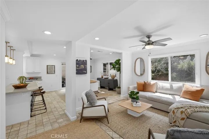 Family room, dining and kitchen