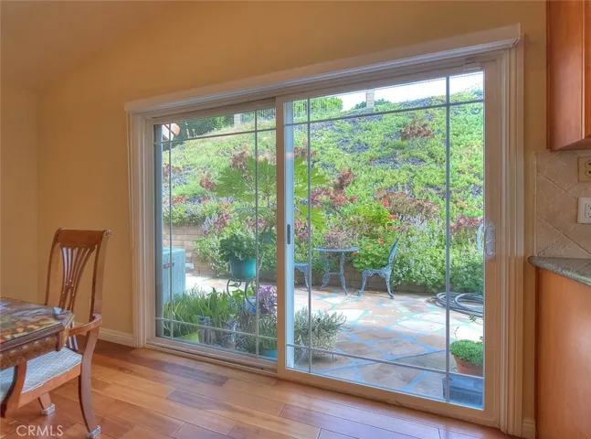 Landscaped side yard and sitting area