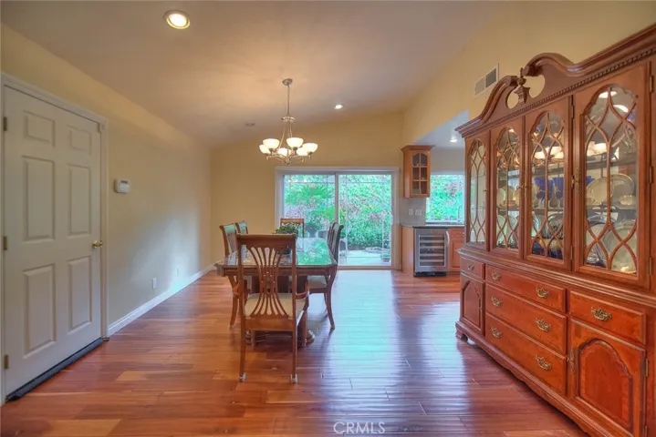 Family room set up as a dining area