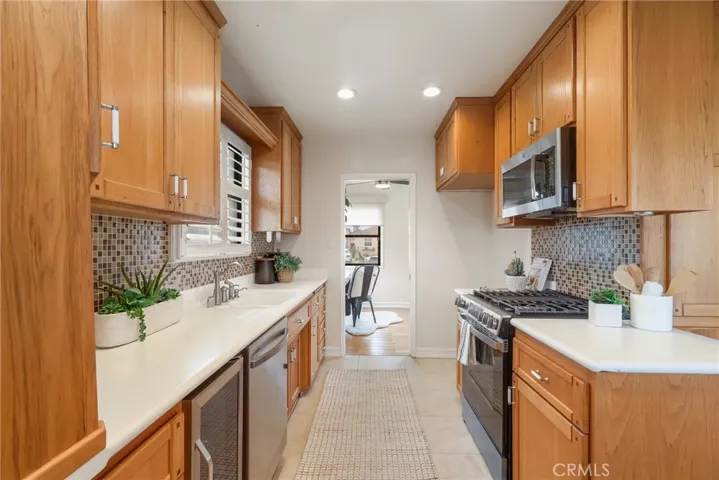 View of kitchen from back door