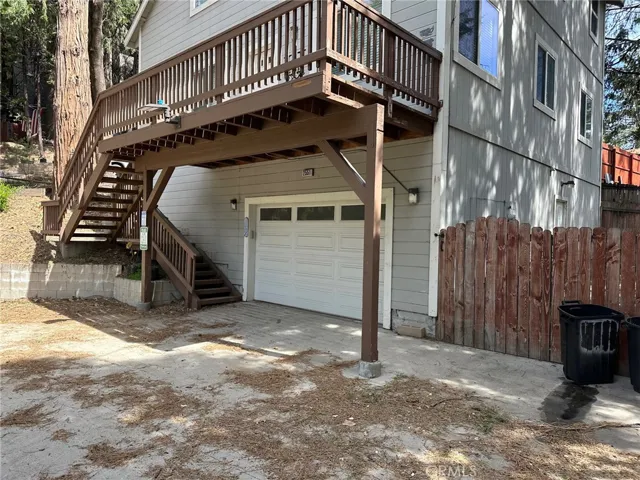 Outside balcony and garage view.