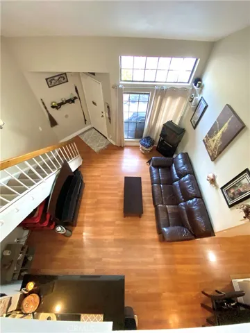 View of the living room from upstairs loft.