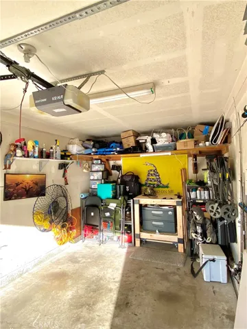 Built in shelves in the garage.
