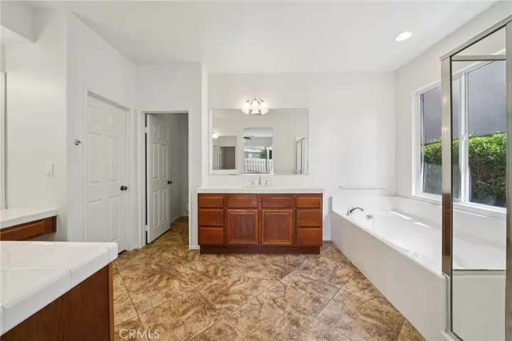 Primary bath with soaking tub and separate shower