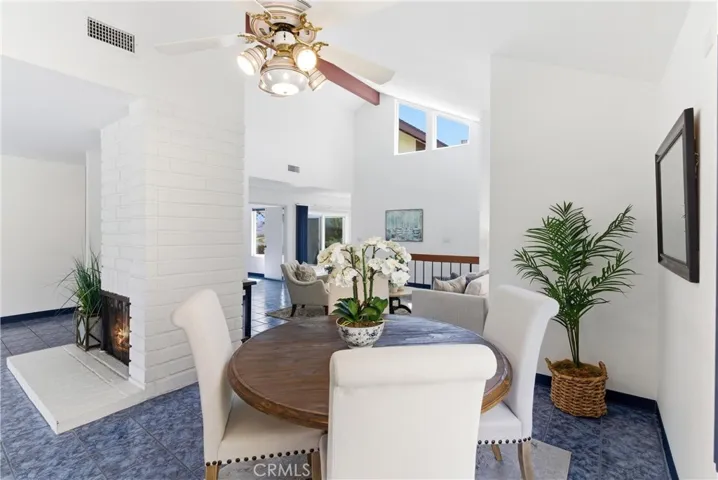 Dining room flows seamlessly to the living room