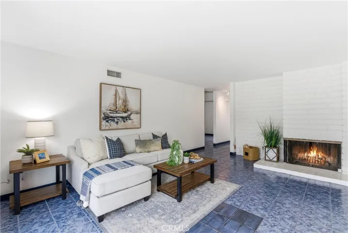 Family room with fireplace