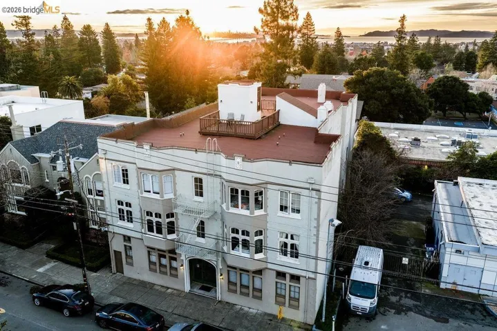 Aerial view at dusk