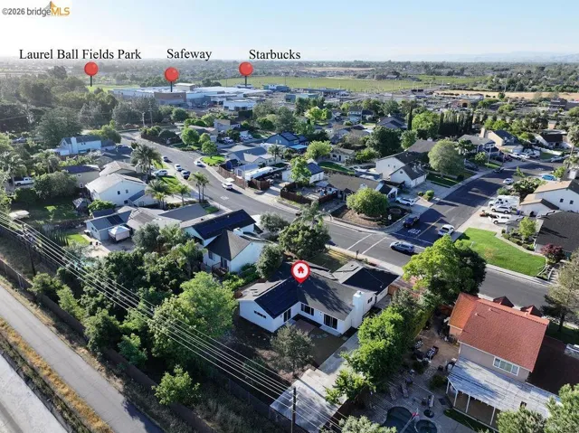 Aerial perspective of suburban area