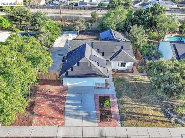 Aerial perspective of suburban area