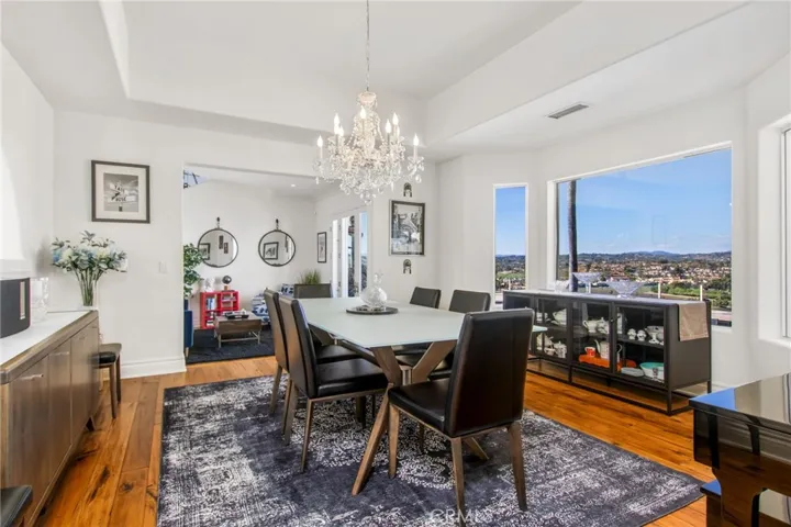 Formal dining room with views of the valley