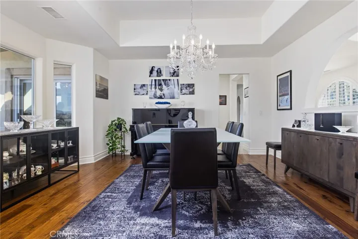 Formal dining room with views of the valley