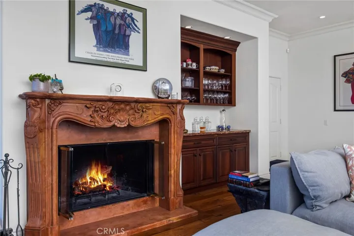 Family Great room with built ins and fireplace