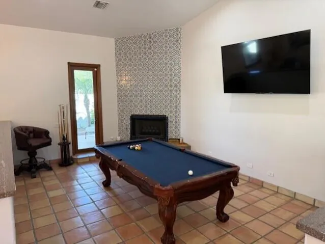 Billiards Room with Fireplace