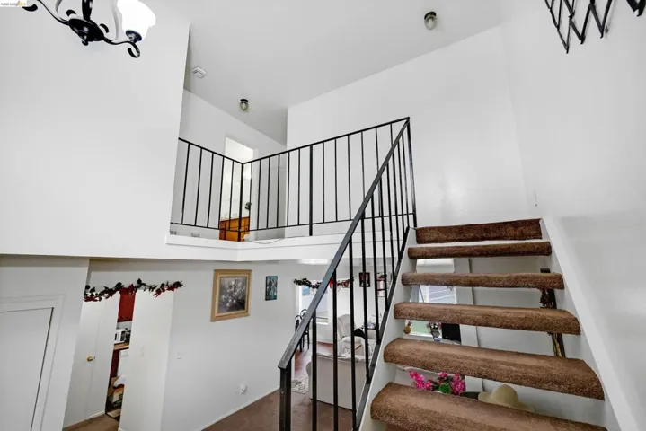 Stairs with a high ceiling