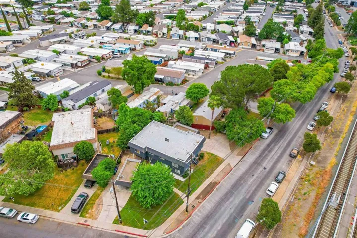 Aerial perspective of suburban area
