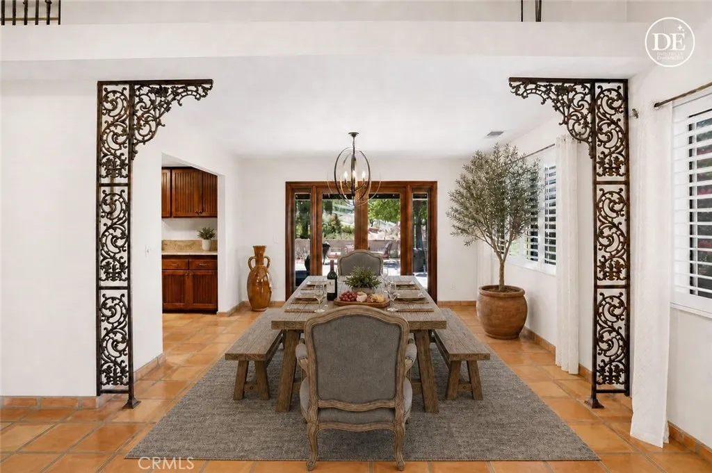 Virtually staged to show a modern vintage dining room