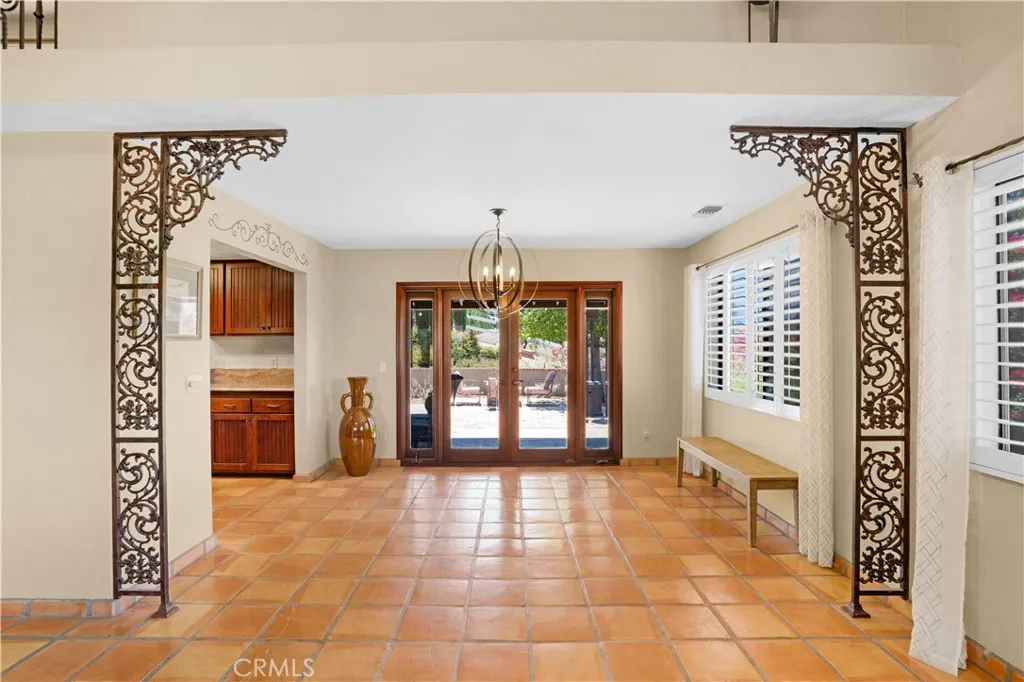 Dining room faces the french doors to the backyard